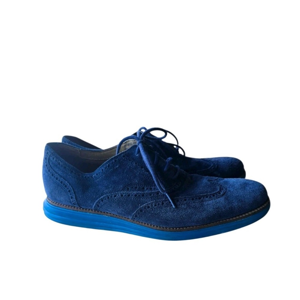 Cole Haan Mens Wingtip Oxford Navy Oxford Suede Shoes Size 11 C23720